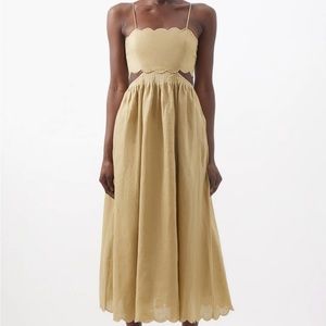 Zimmerman Jude scalloped linen midi dress